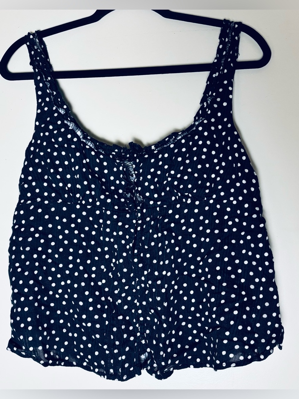Free People Polka Dot Cropped Flowy Camisole Top, Size XL